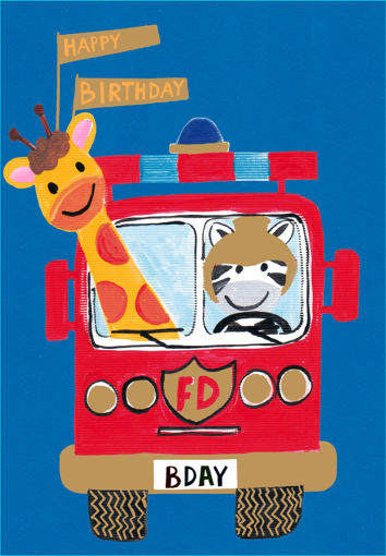Picture of JUNGLE FIRE ENGINE BIRTHDAY CARD